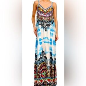 FLYING TOMATO Sl Ashley Tie Dye Colourful Spaghetti Straps Lightweight Dress NEW